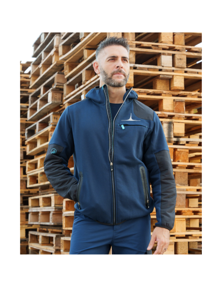 felpa blu zip intera Stellar cotone poliestere Tg.L